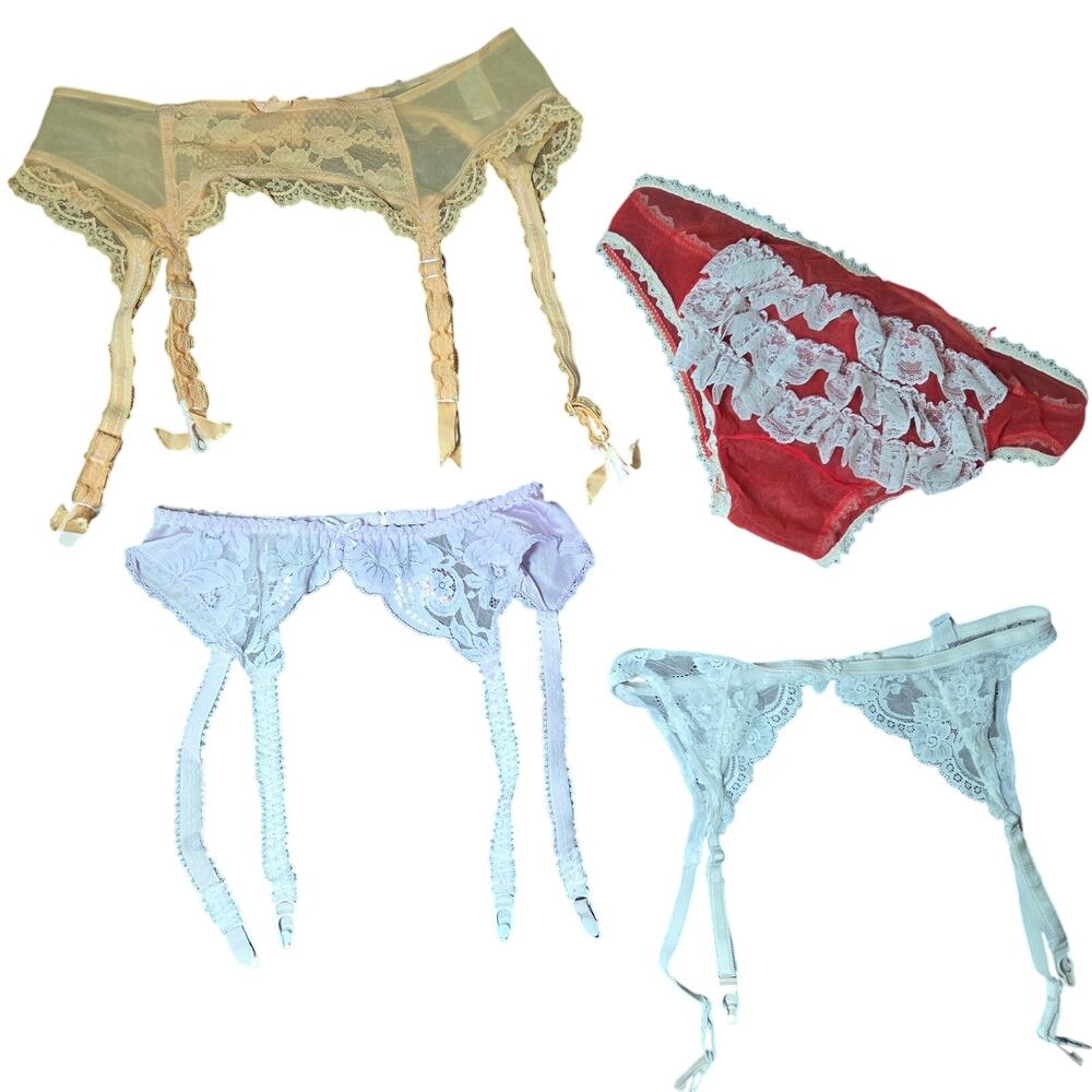 Vintage 1970's-1980's Garter Belts & Ruffle Panties Vasarette Victoria's Secret